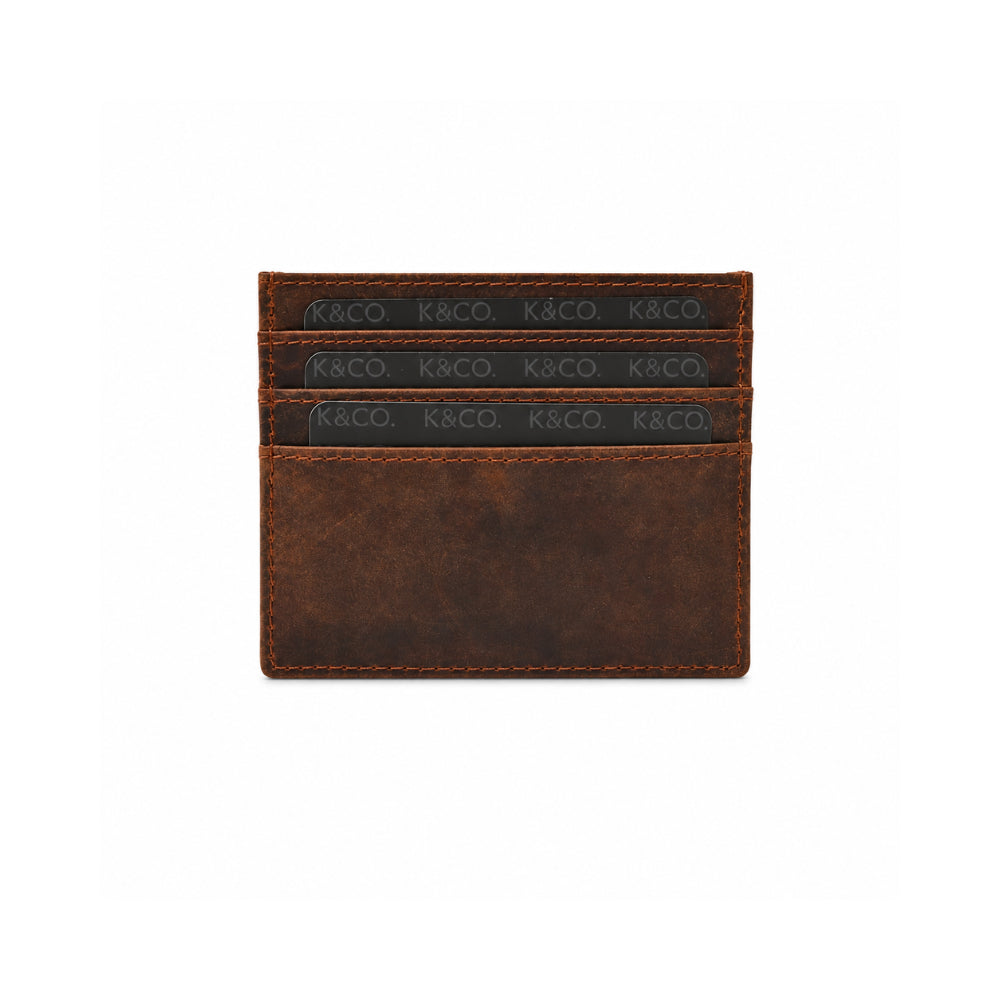 K&Co. Genuine Leather Card Wallet - COGNAC